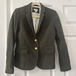 J Crew Women's Olive Blazer with Gold Buttons